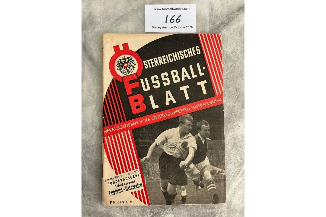 1952 Austria v England Football Programme: Famous Lion of Vienna match ...