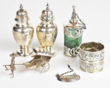 Pair of Mappin & Webb hallmarked silver peppers, London 1906, height 10cm, hallmarked silver