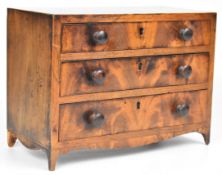 Georgian or Victorian mahogany miniature or apprentice chest of three drawers with turned handles
