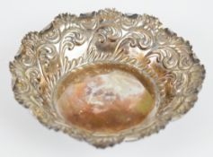Victorian hallmarked silver bon bon dish with embossed decoration, Birmingham 1895, maker John