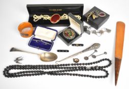 A collection of jewellery including  two cultured pearl necklaces with 9k gold clasp, Victorian