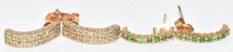 Two pairs of 9k gold earrings set with Alexandrite, with certificates, 4g