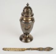 George V hallmarked silver sugar caster of faceted tapering form, Birmingham 1931, maker Alexander