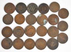 A collection of twenty three mainly early 19thC provincial penny trade tokens