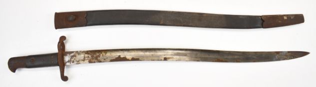 British 1856 pattern Yataghan Enfield short rifle bayonet with 58cm single edged single fullered