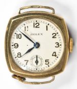 Rolex 9ct gold wristwatch ref. 1436 with subsidiary seconds dial, blued hands, gold Arabic numerals,
