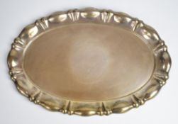 Austro Hungarian 800 grade silver tray with lobed edge, length 43cm, weight 742g