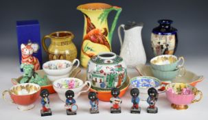 Ceramics and collectibles to include Royal Crown Derby cat paperweight, Chinese ginger jar, interior