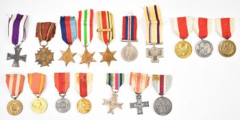 Polish WW2 and post WW2 medal group of seventeen comprising Cross of Valour, Cross of Merit 3rd