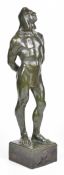 Gyula Jungfer (Hungarian 1841-1908) Art Deco patinated bronze figure of an Egyptian slave with hands
