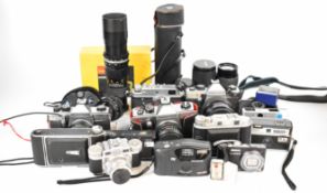 Collectable and 35mm SLR cameras and lenses to include Praktica MTL 5B 35mm SLR with Pentacon 1.8/50