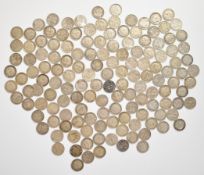 Approximately 198g pre 1920 3d coins to include Victorian and Edward VII examples, some higher