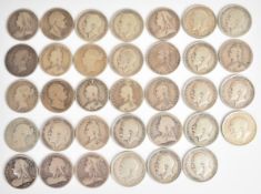 Approximately 480g pre 1920 British silver coinage comprising 34 William IIII, Queen Victoria and