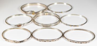 Eight silver bangles, 85.2g