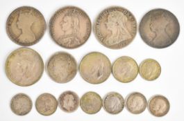 Victorian and later pre 1947 British silver coinage comprising 58g pre 1920 and 27g pre 1947,