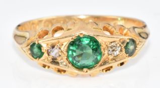 An 18ct gold ring set with paste and diamonds, Chester 1906, 2.2g, size K