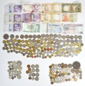 Small collection of mostly 20th century world coins and banknotes from Australia, Portugal, Belgium,