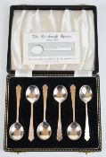Cased set of hallmarked silver replica Charles II Edinburgh spoons, Birmingham 1963, maker William