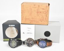 Three gentleman's chronograph wristwatches Casio Edifice Solar ref. EQS-600, Avi-8 Hawker Hunter