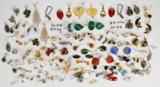 A collection of earrings including vintage, thirty- one pairs of silver earrings including
