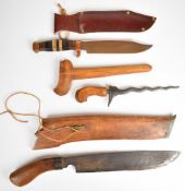 Malaysian parang knife with wooden handle, number 2 over maker's stamp to 29cm single edged blade