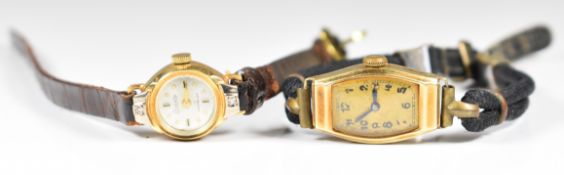 Two 14ct gold ladies wristwatches Primato with gold hands, silver dial and diamond set case and