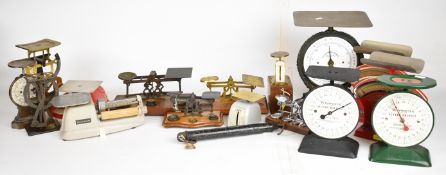 Seventeen Victorian and later letter, parcel and similar postage balances and scales to include many