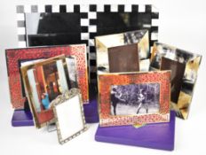 Collection of photograph frames with easel backs including Penhaligon's, ebonised and mother of