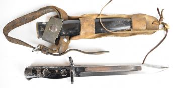 British Cold War L1A3 bayonet with 20cm blade, the handle faintly stamped, in blackened scabbard, in