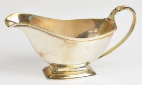 Art Deco hallmarked silver sauce boat, Birmingham 1935, maker Adie Brothers Ltd, length 18cm, weight