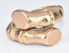 A 9ct gold ring in the form of bamboo, 4.2g, size J/K