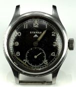 Eterna British military issue 'Dirty Dozen' wristwatch with inset subsidiary seconds dial,