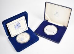 Two cased 999/1000 5oz silver coins for 500 Year Anniversary of Discovery of the Americas and