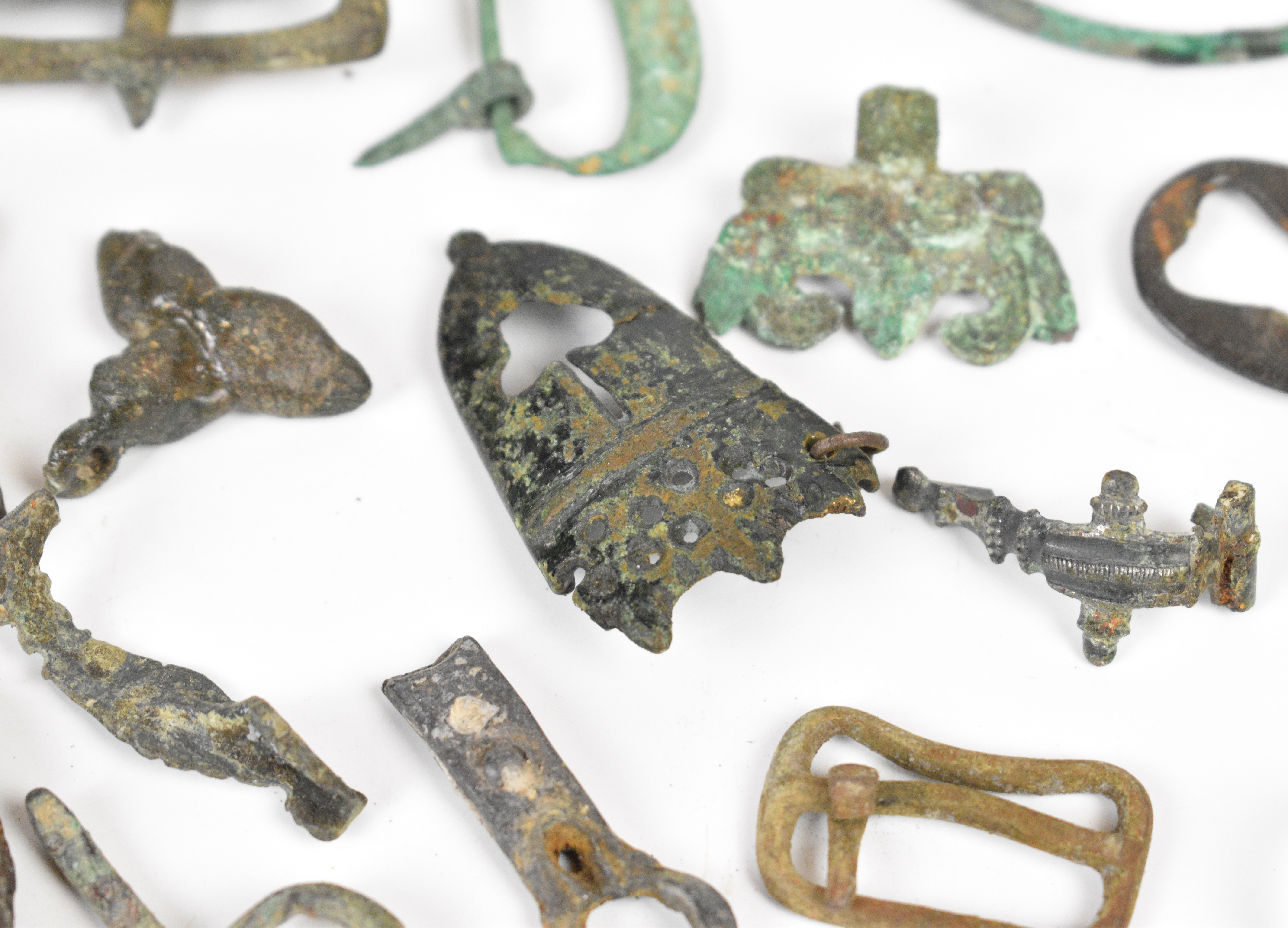 Metal detector finds, Roman onwards including buckles, figures, bangles, cloak pins, bronze and - Image 5 of 8