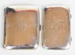 Two curved hallmarked silver cigarette cases, one Birmingham 1915, maker Horace Woodward & Co Ltd,