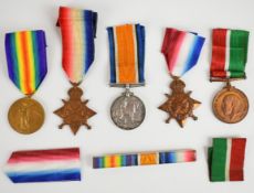 Five WW1 medals comprising 1914-15 Star and Victory Medal named to 14501 Pte T. Manion, North