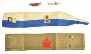 Militaria to include Lord Derby armband with stampings and number 62967, a British armband,