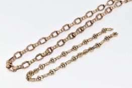 Victorian 9ct gold necklace made from a watch chain (18g, 40cm) and a section of Victorian watch