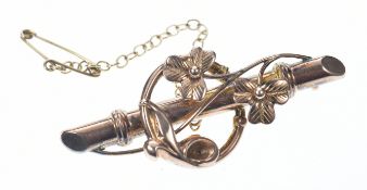 Art Nouveau 9ct gold brooch, Chester 1906, in antique box, 3g, 4.2cm