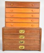 Two collector's chests of drawers, one with campaign style handles, measuring W49 x D31 x H29.5cm