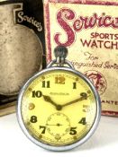 Jaeger LeCoultre keyless winding open faced military pocket watch with subsidiary seconds dial,