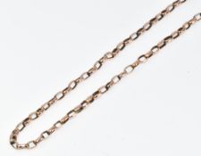 A 9ct rose gold chain / necklace made up of oval links, 7.4g, 63cm