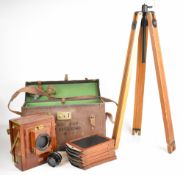 W. Watson & Sons Ltd mahogany plate camera with Dallmeyer wide angle Anastigmat f/6.5 f=5 1/2 and