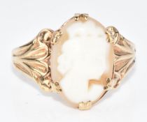 A 9ct gold ring set with a cameo, 2.8g, size N