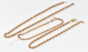 A 9ct gold rope twist chain and bracelet, 5.3g (damaged)