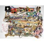 A collection of jewellery including lacquer brooches, necklaces including Erwin Pearl, silver,