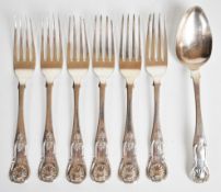 William IV Scottish hallmarked silver Kings pattern cutlery comprising six dessert forks and a