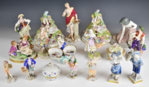 Porcelain figures and wall brackets including Herend, Dresden, Berlin, Sitzendorf, Crown Derby,