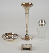 Edward VII or George V hallmarked silver trumpet vase, Birmingham 1910, maker Clark & Sewell, height