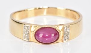 A 14k gold ring set with an oval smoky quartz, 7.1g, size O